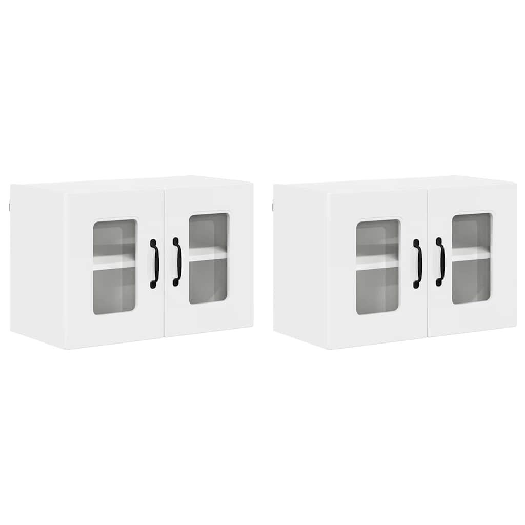 Küchenhängeschrank mit Tür 2 pcs Hochglanz Weiß 60 x 31 x 40 cm
